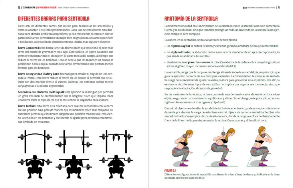 diferentes barras para sentadilla